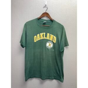 Vintage Oakland Athletics Shirt MLB Trench MFG A's Green Baseball Tee 80s Medium